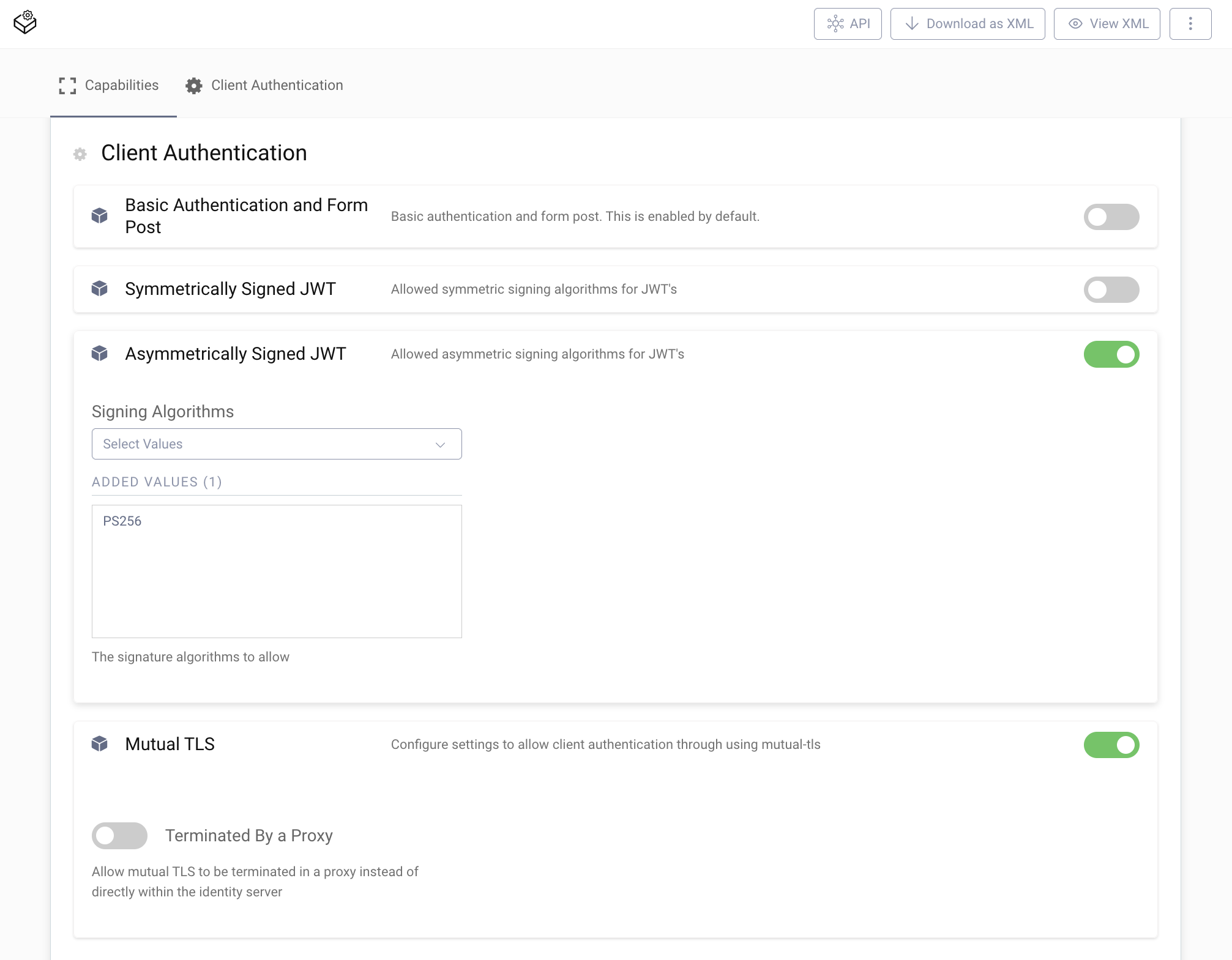 Available Client Authentications